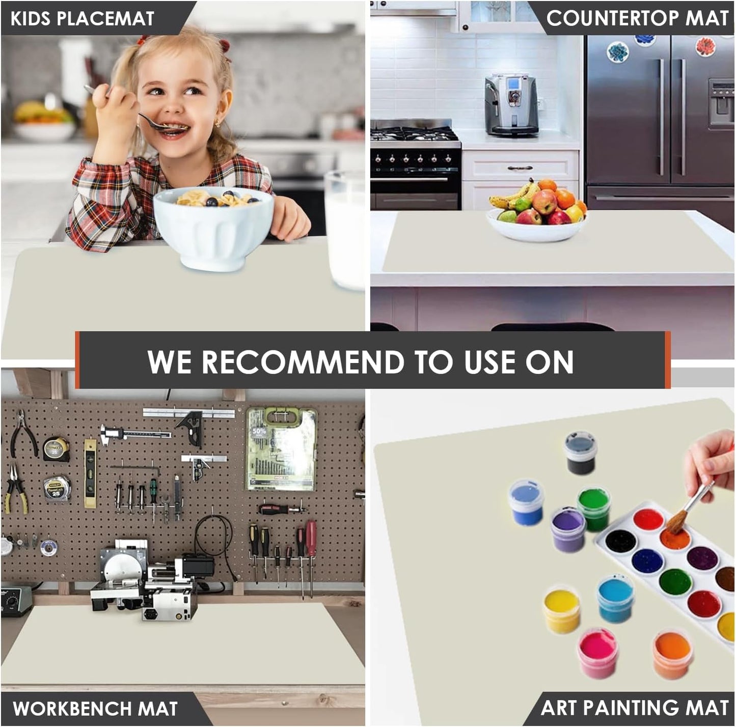 Extra Large Silicone Mats for Kitchen Counter, 27.6'' x 19.7'' Nonskid Silicone Placemats for Kids, Nonstick Purple Silicone Mat for Baking Crafts, Silicone Dab Mat Heat Resistant, 1Pack - Colors A