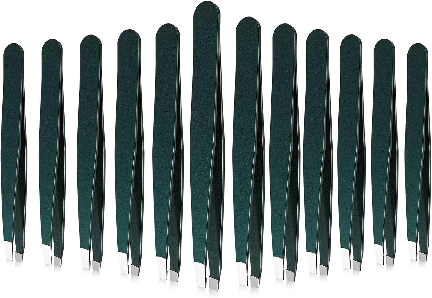 Mudder 12 Pcs Eyebrow Tweezers Set for Facial Hair Stainless Steel Slanted Tip Tweezers in Bulk for Men and Women(Silver)