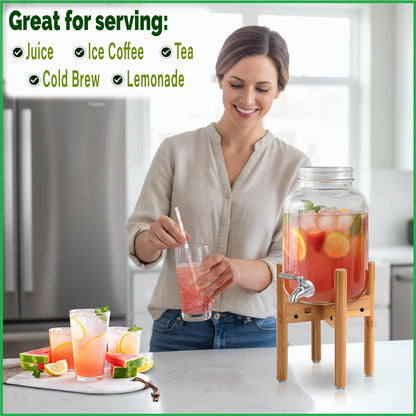 ZPirates Drink Dispenser Stand - Adjustable Bamboo Holder Riser for Compatible Dispensers for Water, Beverages and Drinks