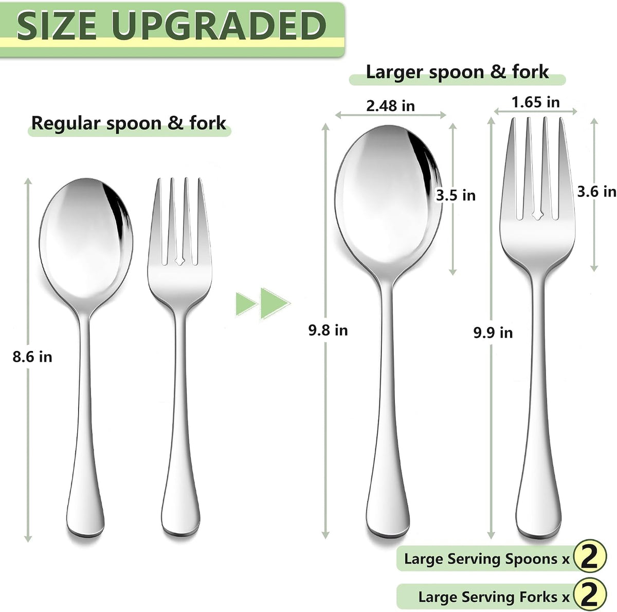 E-far Large Serving Spoons Set of 4, Stainless Steel Serving Utensils Set