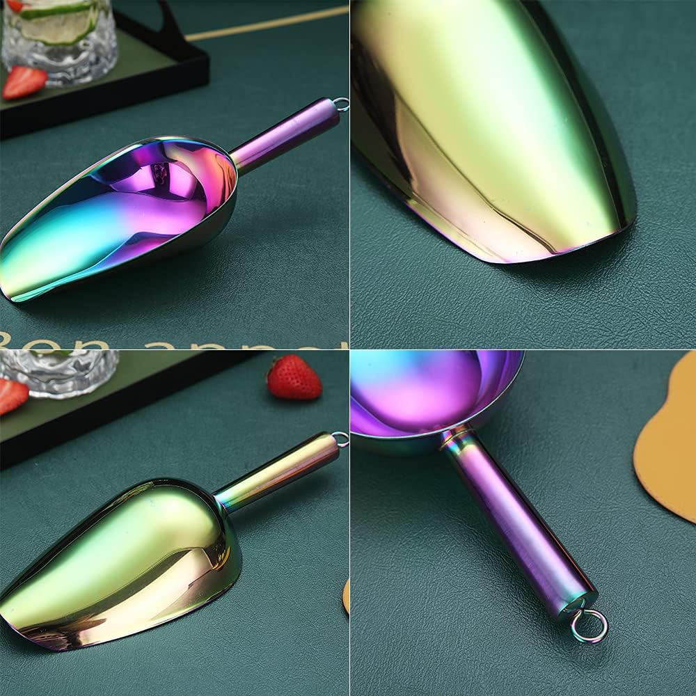 Gold Ice Scoop, Fashion Ice Cream Scoop, Premium Stainless Steel Cookie Scoop, Dog Food Scoop, Sturdy Flour Scoop, Utility Candy Scoop, Dishwasher Safe (8oz/9 Inch)