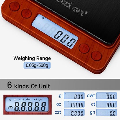 Fuzion Digital Gram Scale .01 Gram Accuracy, 500g Small Jewelry Scale