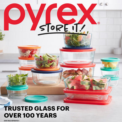 Pyrex Simply Store (12-Pack) Glass Food Storage Containers Set, (1, 2, & 3 Cup) Meal Prep Containers with Plastic BPA-Free Lids, Dishwasher & Microwave Safe