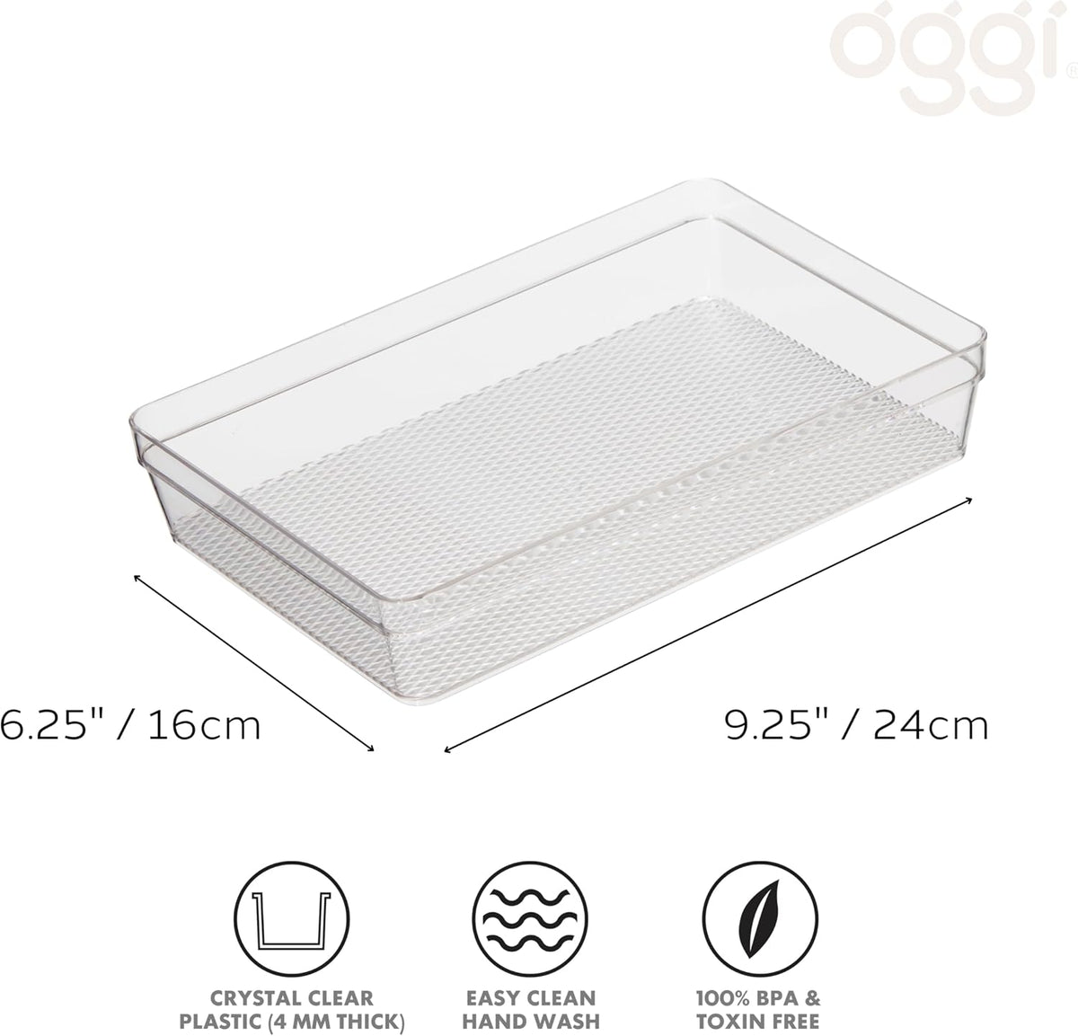 Oggi Clear Drawer Organizer - 3" X 12.5" - Ideal for Organizing Kitchen Drawers, Office, Desk, Silverware, Kitchen Utensils, Cosmetics and Bathrooms