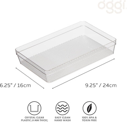 Oggi Clear Drawer Organizer - 3" X 12.5" - Ideal for Organizing Kitchen Drawers, Office, Desk, Silverware, Kitchen Utensils, Cosmetics and Bathrooms
