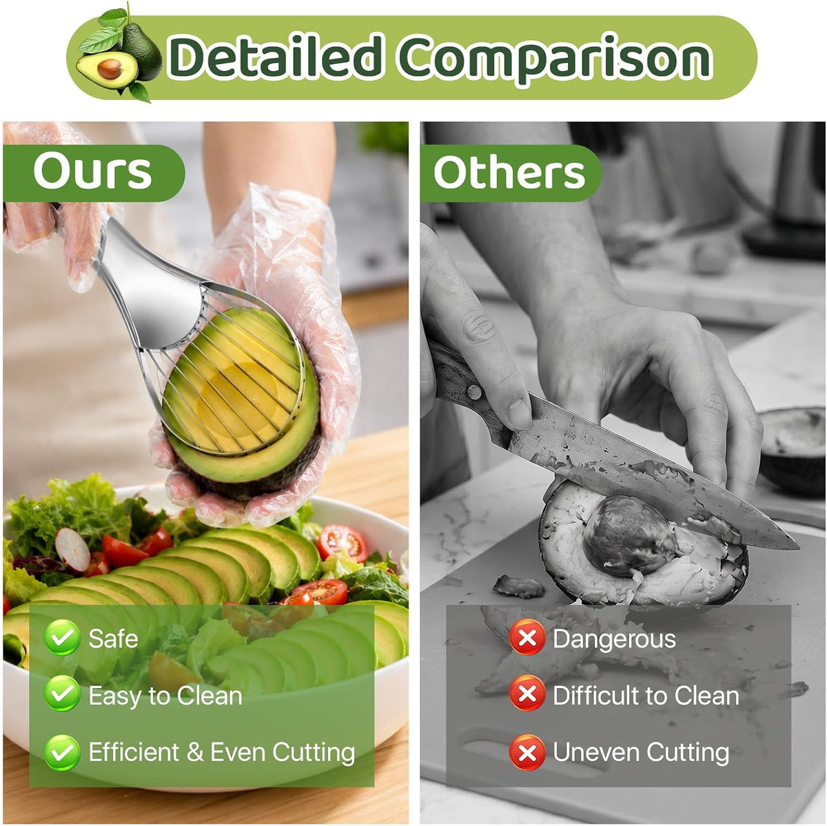 102 Pcs 3-in-1 Avocado Slicer Tool & Masher, Disposable Clear Gloves