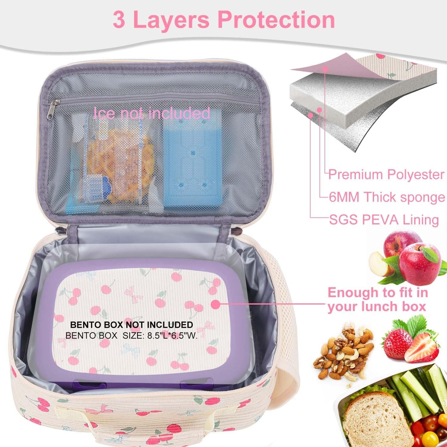 RHCPFOVR Kids Lunch Bag - Insulated Lunch Box for Boys Girls,Washable Lunch Bag and Reusable Toddler Leak-proof Lunchbox for School and Daycare - Colors A