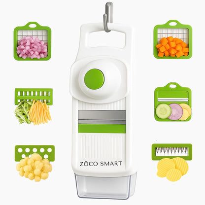 Vegetable Chopper & Mandoline Slicer – 14-in-1 Food Chopper, Vegetable Cutter, Dicer & Kitchen Slicer with 8 Stainless Steel Blades, Onion Chopper, Non-Slip Base & Safety Hand Guard by Zôco Smart