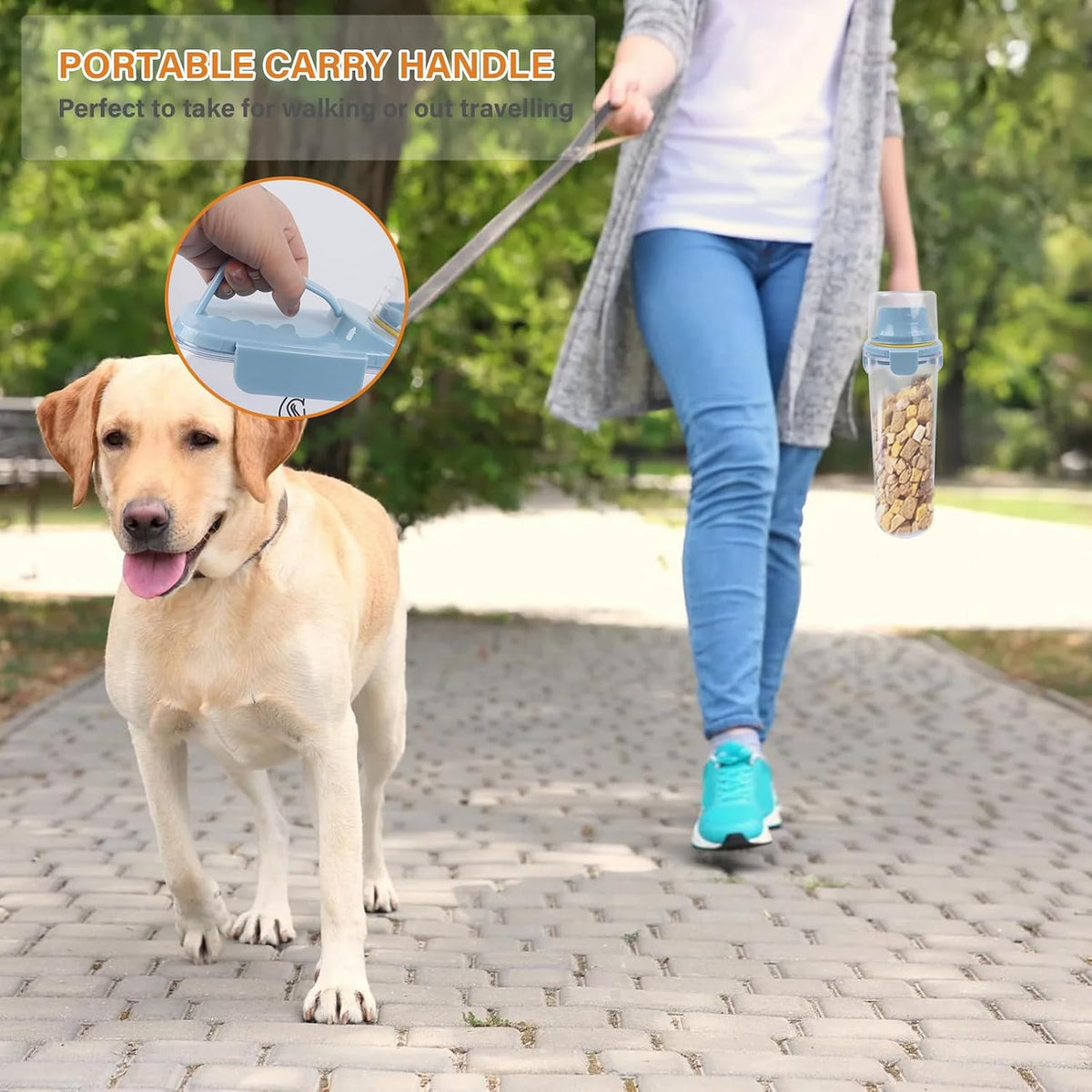 Dog Food Storage Container Airtight Portable Dog Food Container with Handled Lid and Pour Spout,Food Storage for Dog Dry Food Small Pet Food Container with Measuring Cup for Home, Travel,2.8L
