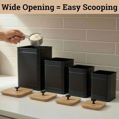Kitchen Canisters for Countertop Set of 4 with Customizable Chalkboard Labels & Marker Pen - Big Iron Kitchen Canisters with Airtight Lids - Sage Green Canister Set - Flour and Sugar Containers
