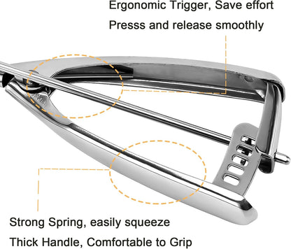 Saebye 4 oz Scoop, Large Ice Cream Scoop with Trigger, #8 Cookie Scoop,