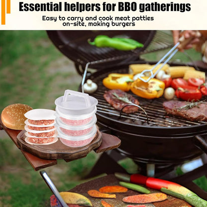 Hamburger Press Patty Maker, Burger Press Patty Makers with 20 Storage Containers and 20 Patty Papers, Hamburger Patty Maker Mold for BBQ Round Burger Shaper for Meat BBQ Grill Accessories
