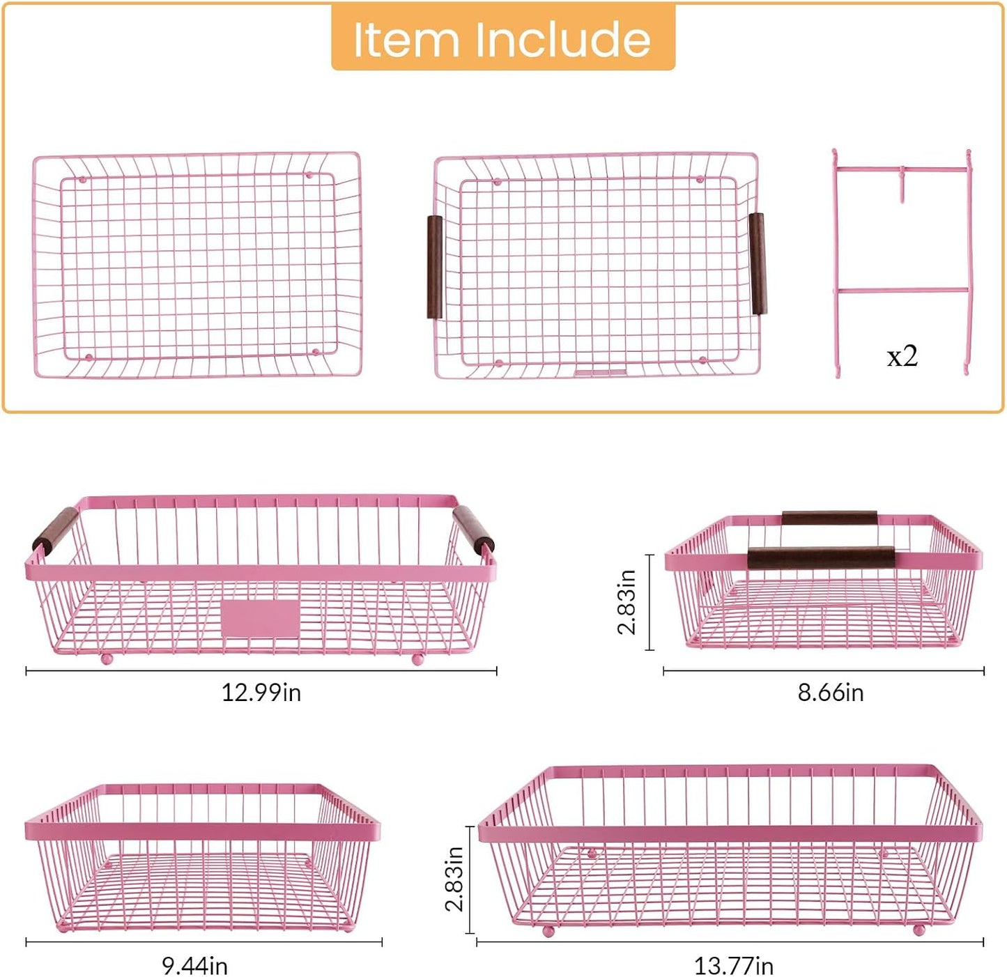 2-Tier Stackable Wire Basket with 2 Banana Hooks, Pantry Organizer for Kitchen Countertops, Cabinets & Under-Sink Spaces; Ideal for Storing Snacks, Fruits, Veggies, Onions, Potatoes, & More,Black