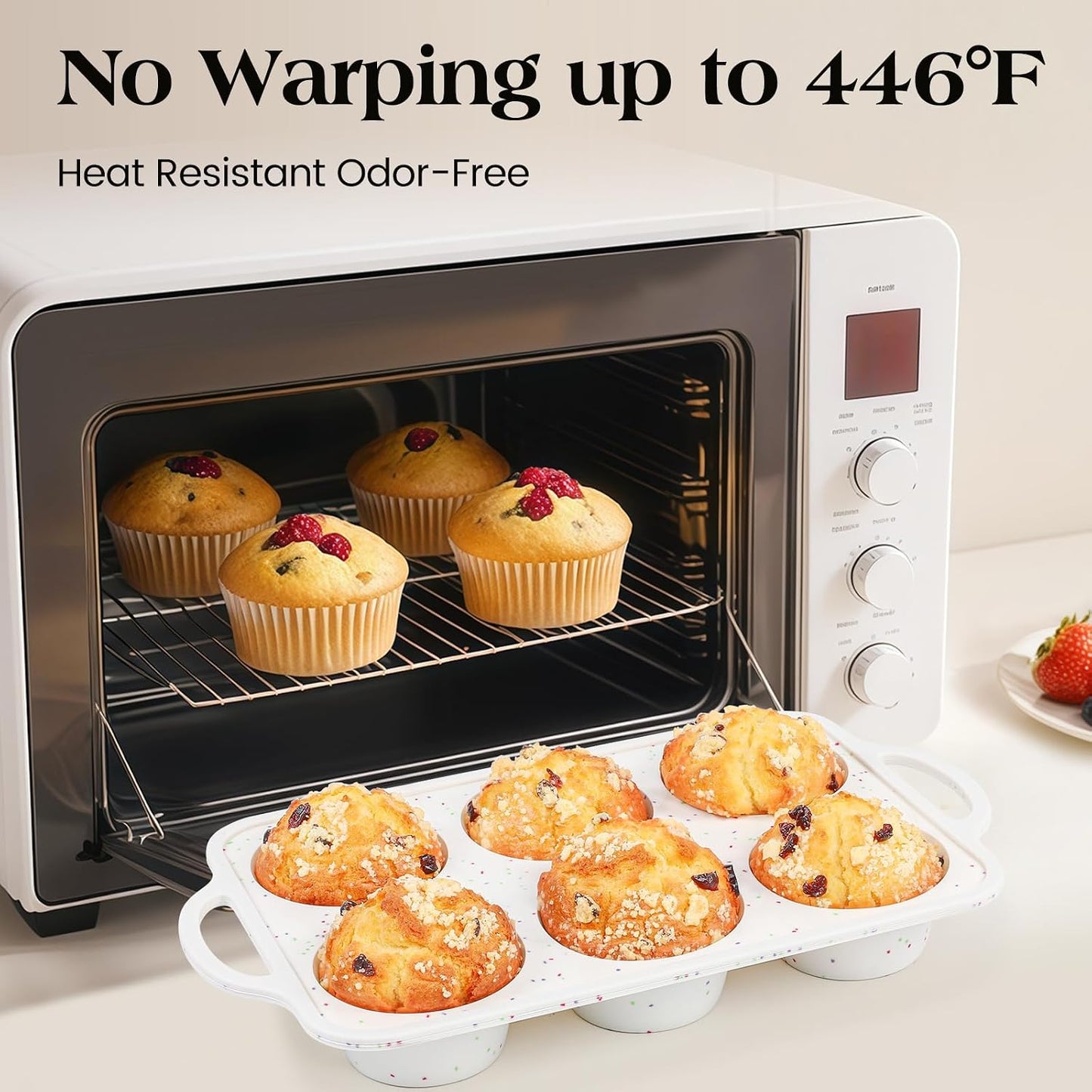 Vinino 2Pack Silicone Muffin Pans for Baking with Metal Reinforced Frame, 12 Cups Regular Size Nonstick Silicone Cupcake Pan, BPA Free Oven Dishwasher Safe Baking Mold for Muffins Cupcakes