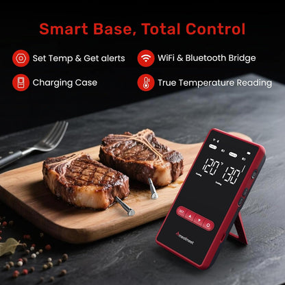 Wireless Meat Thermometer, WiFi & Bluetooth, Smart Base, 2 Probes