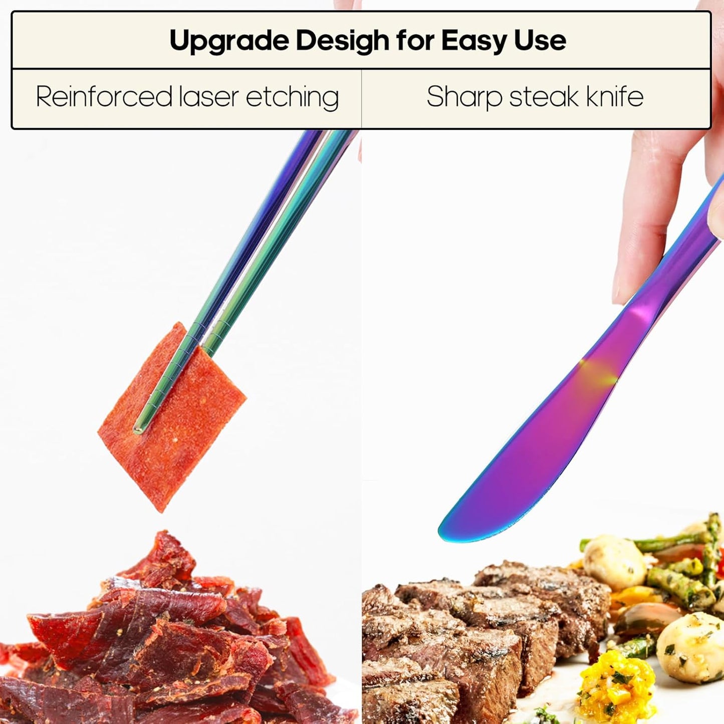 Travel Utensils with Case, Quatish Portable Silverware Set for Work, Stainless Steel Reusable Travel Cutlery Set, Fork and Spoon Set for Camping, EDC Gadgets, Lunch Box for Men, Purple