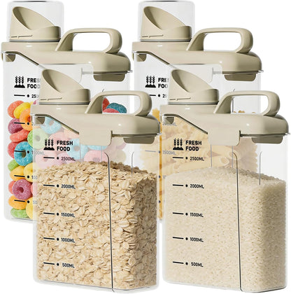 Rice Containers 5.5lbs and Cereal Storage Dispenser-Airtight Food Storage Organizers BPA free Plastic Kitchen Storage Containers food-grade PET material Suitable for rice, cereal, flour,etc(White)