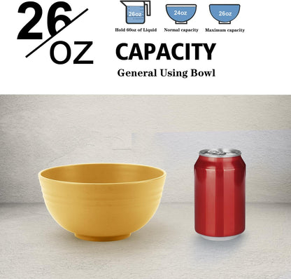 Wheat Straw Bowl Sets,8 PCS Unbreakable Cereal Bowl 26 OZ,Microwave and Dishwasher Safe Bowls,Bowl Sets for Camping and Picnic BPA Free Colorful Salad Bowls for Serving Soup,Oatmeal and Fruit Etc…