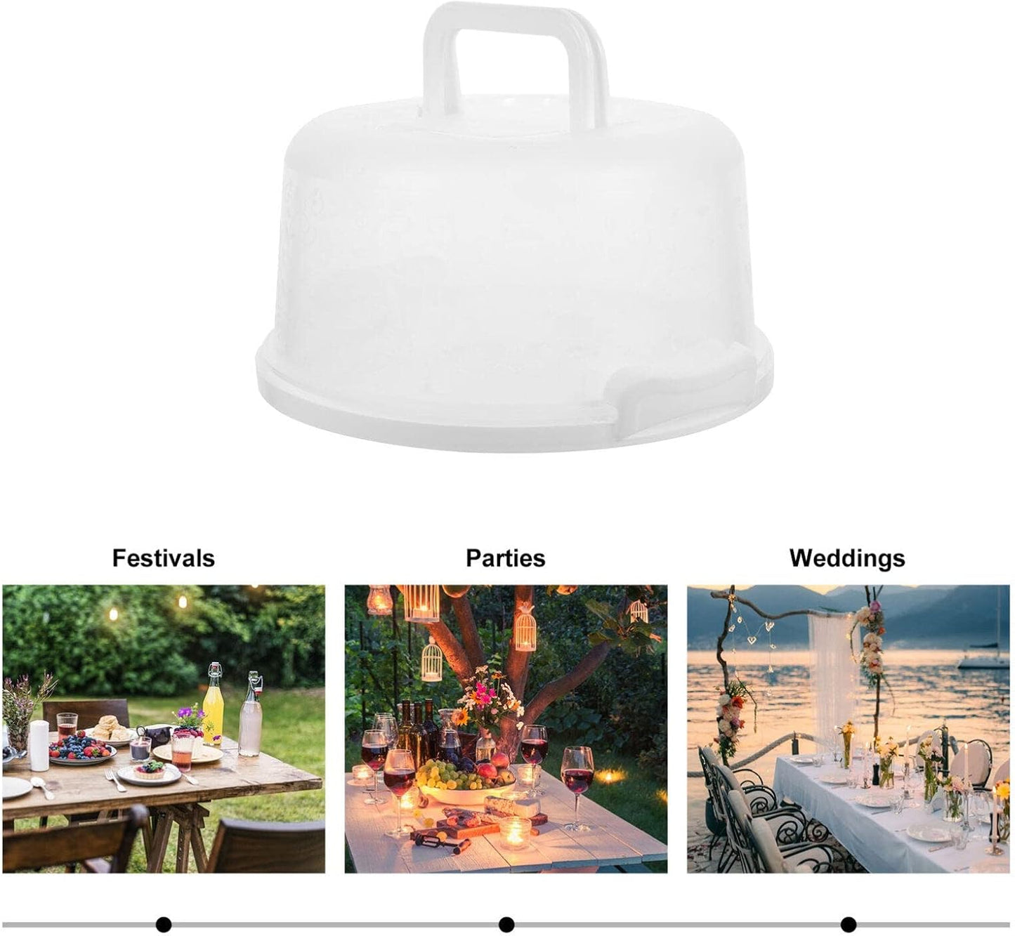 Hemoton Reusable Plastic Cake Box with Lid and Handle 9.84X8.26X5.11 Inch Portable Cake Carrier for Storage and Bread Transport