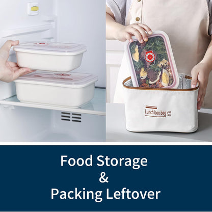 Dizada Ceramic Food Storage Containers with Lids Set of 3 - Porcelain Meal Prep Containers, Reusable Lunch Containers, Microwave Dishwasher Freezer Oven Safe