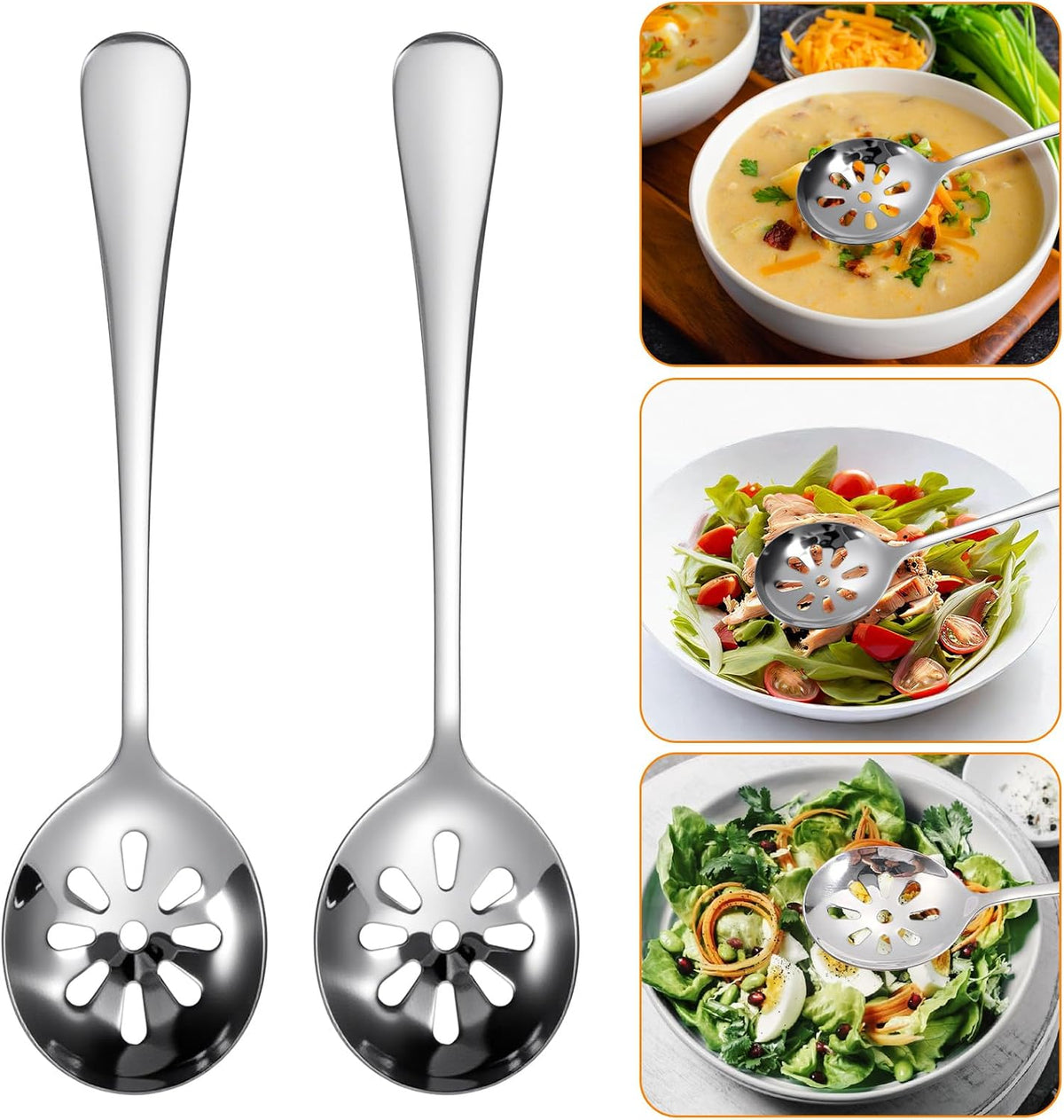 7.8 Inch Slotted Spoon, Serving Spoons, Dips, Cereals (10 Holes)