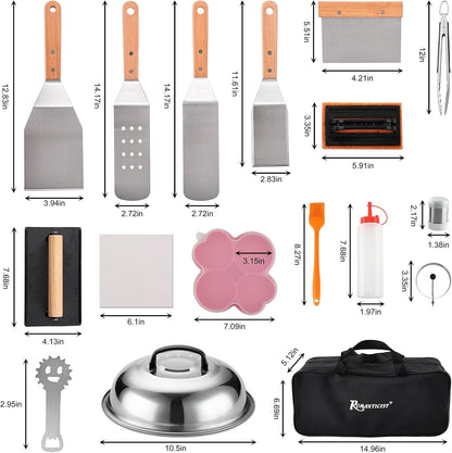 ROMANTICIST 8pc Professional Stainless Griddle Accessories Kit