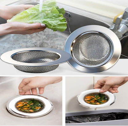 Seatery 2PCS Kitchen Sink Strainers, Sink Drain Filter, Sink Basket Strainer, 4.5 Inch Stainless Steel Sink Drain Strainer, Food Scraps Catcher for Kitchen