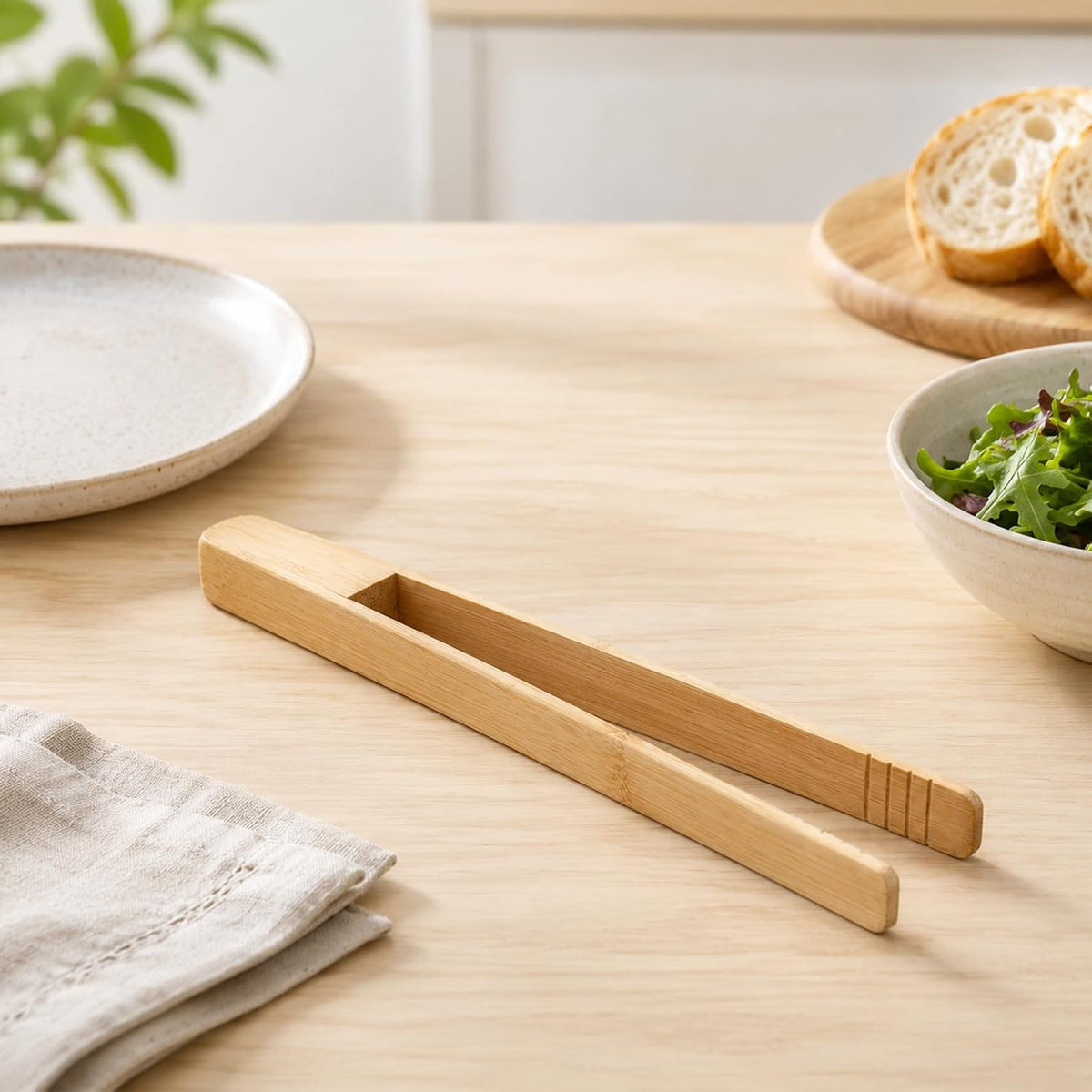 4PCS Wooden Toaster Tongs with Anti-slip Design, Natural Bamboo Tong for Toaster Toasters Tongs 10" Heat-resistant Reusable for Toasters, Bagels, Pastries, and Salads BBQ & Grilling Cooking & Serving