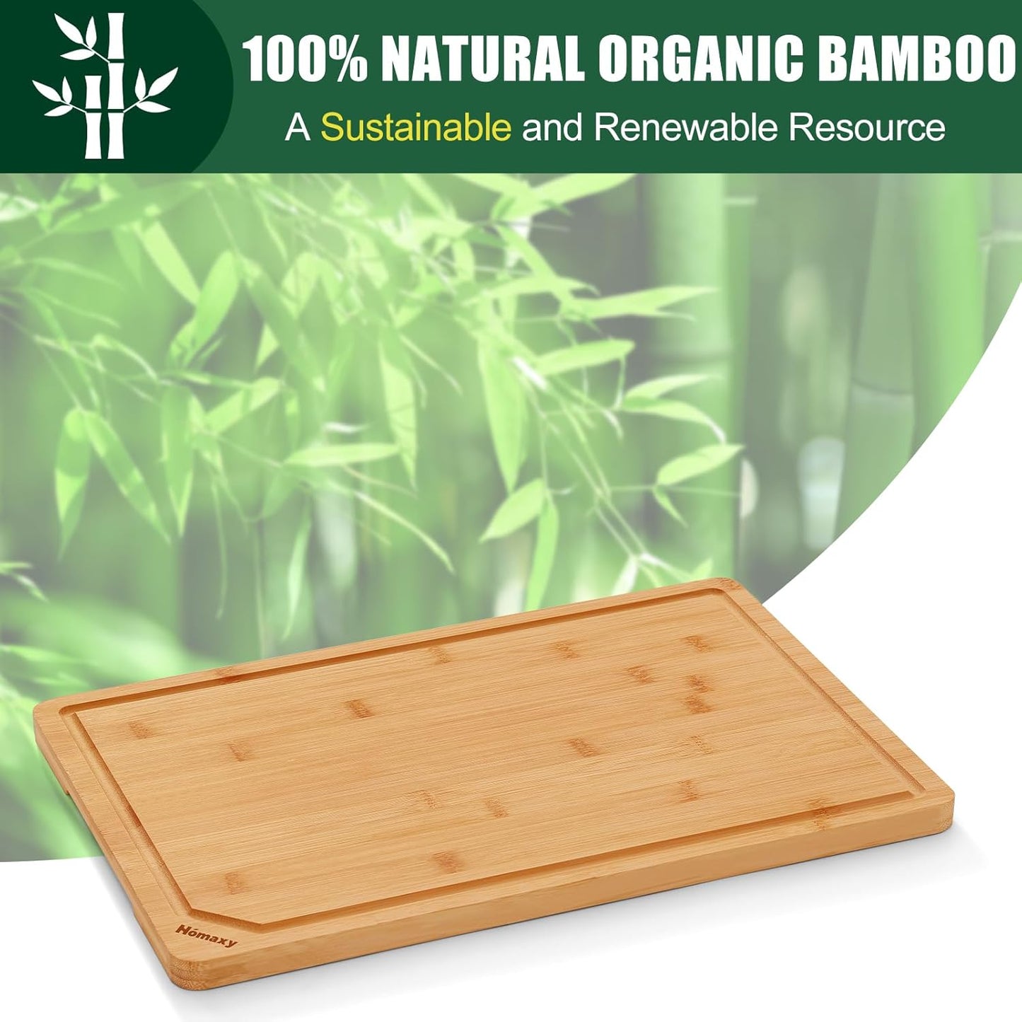 Homaxy Extra Large Bamboo Cutting Boards for Kitchen, 18x12.5" Wood XL Cutting Board with Juice Groove, Butcher Block Wooden Chopping Board for Kitchen, Meat, Cheese, Fruit & Vegetables - Pre Oiled