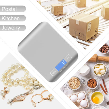 Digital Shipping Scale,Stainless Steel Panel, Accurate Portable Postal Scale for Packages, Small Business,Kitchen, Food, Handmade, Liquids, and Boutique (Rose Gold Battery(5kg/1g))