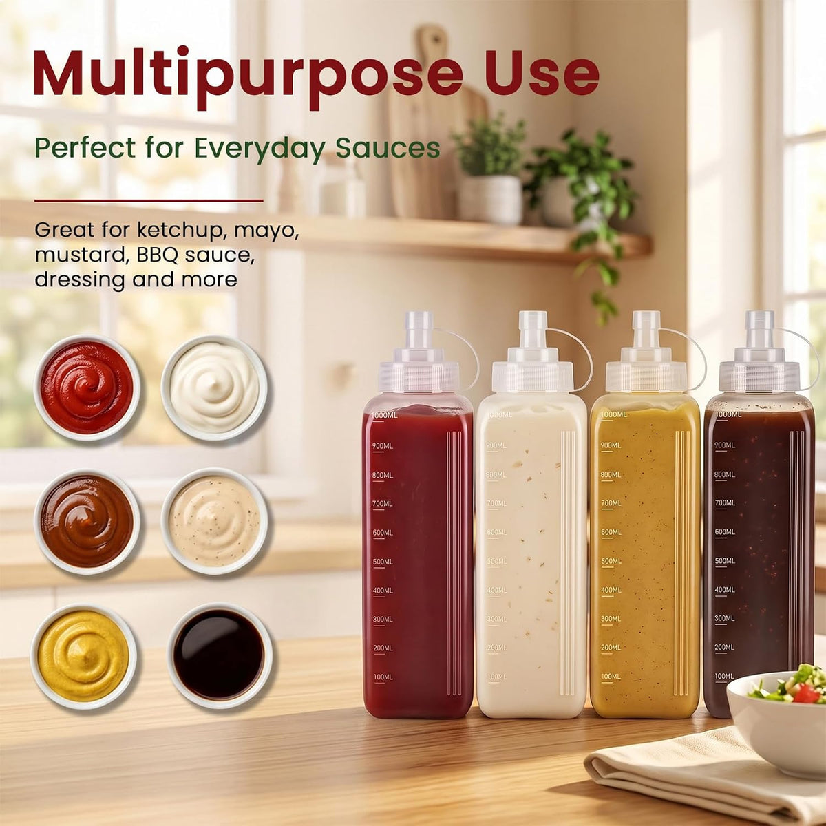OAMCEG 20oz Condiment Squeeze Bottles, Plastic Sauce Bottles(0.6L)
