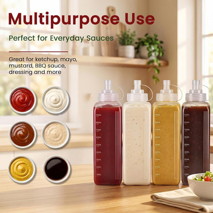 OAMCEG 20oz Condiment Squeeze Bottles, Plastic Sauce Bottles(0.6L)