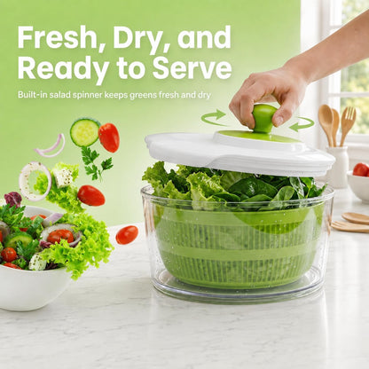 Large Salad Spinner with Slicer - 7-in-1 Lettuce Spinner, Chopper & Grater
