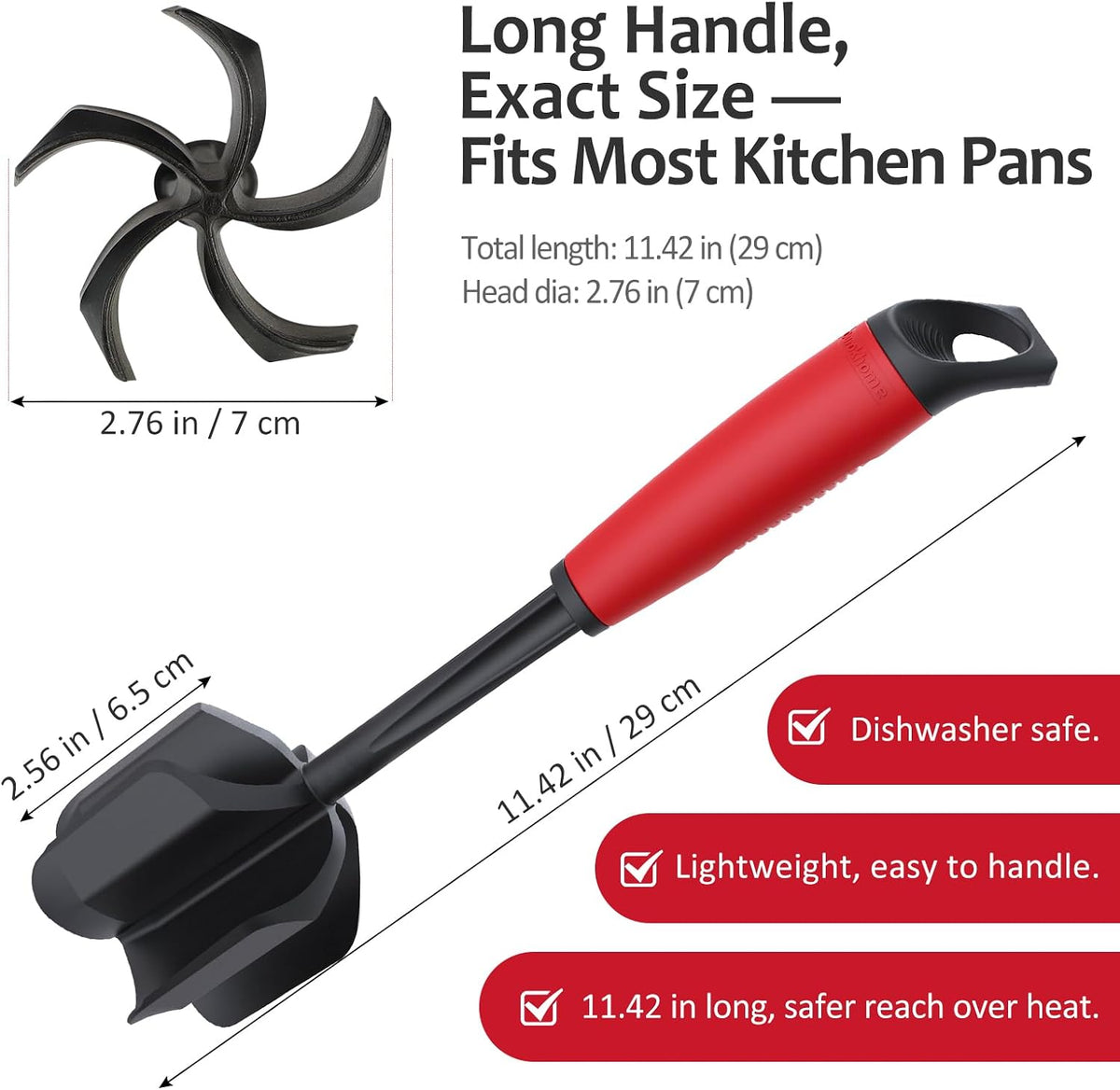 Ourokhome Meat Chopper and Potato Masher, Heat Resistant Nylon Ground Beef Smasher for Hamburger, 5 Curved Blades Nonstick Safe Mixer & Stirrer, Practical Kitchen Gadgets, Mint