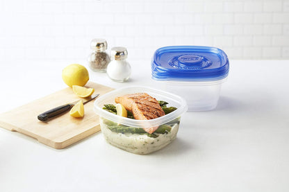 Glad GladWare To Go Snack Food Storage Containers with Lids, Medium Rectangle No BPA Plastic with Built-In Dressing Cup for Salads and Snacks, Microwave Dishwasher Safe, 24 Oz, 4 Count