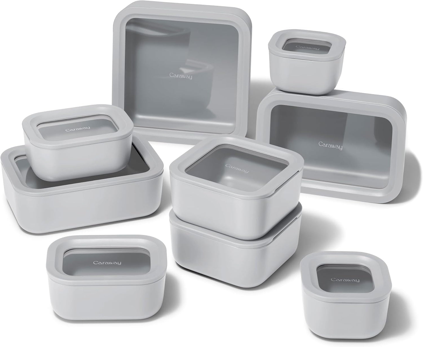 Caraway 13pc Glass Food Storage Container Set - Easy to Store, Non Toxic Lunch Box - with Glass Lids - Includes Storage Organizer - Mist