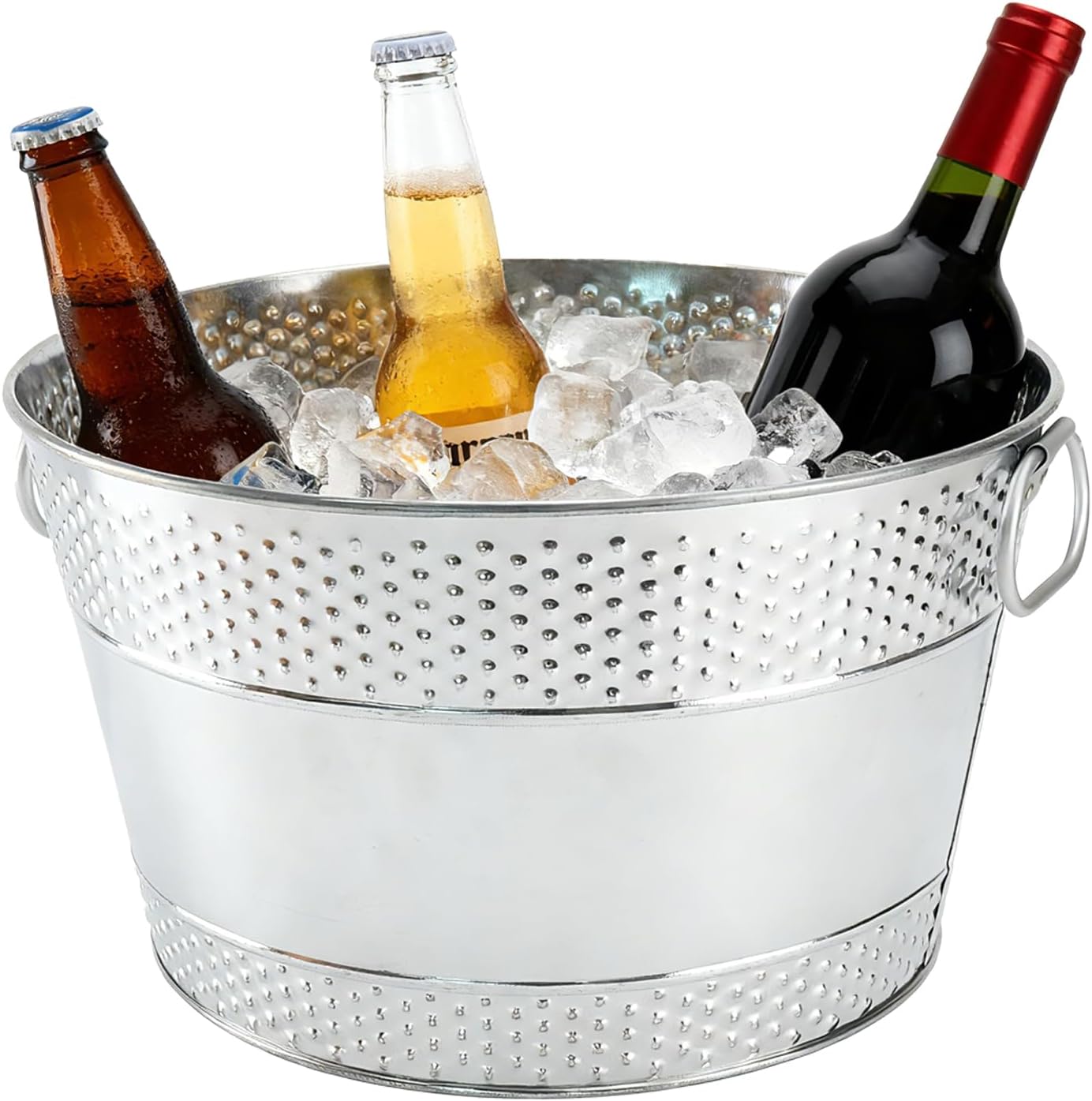 2PCS Beverage Tub Large Ice Bucket For Parties, Thick Metal Galvanized Tub Drink Buckets, Beverage Bucket with Handles, Drink Bucket for Indoor & Outdoor Party (Sliver)