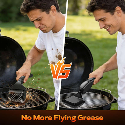 Reciprocating Electric Grill Brush, Fire-Resistant BBQ Grill Brush, Bristle-Free Grill Brush for Outdoor Grill, Grill Cleaner with 3 Heads, Cordless Grill Cleaning Brush with 3600 mAn, Silver