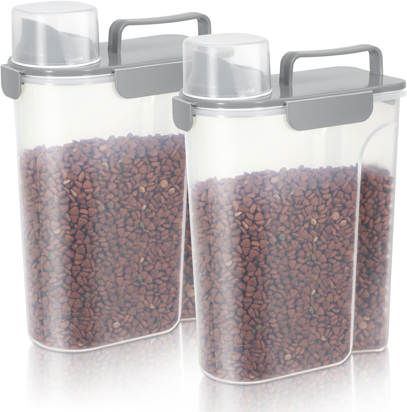 LEAWALK 5-7Lbs Dog Cat Food Storage Container with Upgraded Large Nozzle BPA-free, 4 Snap Seals Plastic Pet Food Storage Containers with Handles are Easy to Clean and Carry