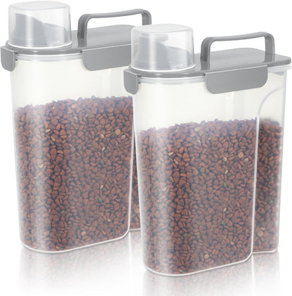 LEAWALK 5-7Lbs Dog Cat Food Storage Container with Upgraded Large Nozzle BPA-free, 4 Snap Seals Plastic Pet Food Storage Containers with Handles are Easy to Clean and Carry