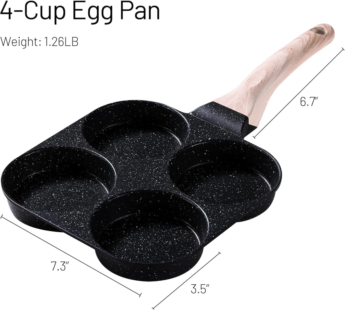CAROTE 4-Cup Nonstick Granite Egg Pan, Cream White