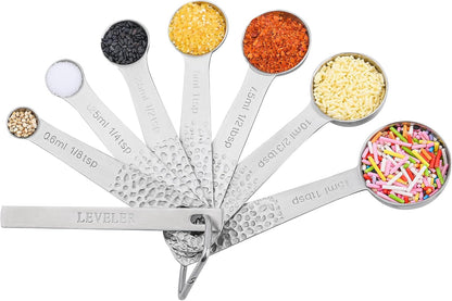 Measuring Cups and Spoons Set of 14, 18/8 Stainless Steel Measuring Cups Spoons Set, 6 Measure Cups and 7 Measure Spoons with Leveler