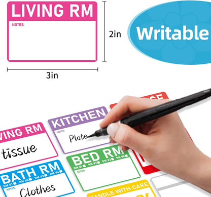 Removable Label Stickers for Organizing -320PCS 3 x 2 inch Waterproof Handwrite Blank Labels, School, Home, Business for Plastic Bins, Folders, Freeze Food (White)