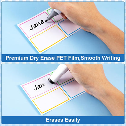 480 Pcs Dry Erase Labels, Dry Erase Stickers, Waterproof Sticker Labels, Removable Labels Easy Peel Off, Reusable Sticky Notes for Food Containers, Office (Retro, Small)