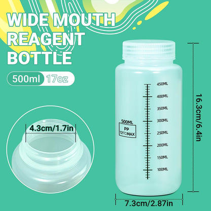 34oz/1000ml Wide Mouth Plastic Bottles with Airtight Lids, Graduated Food Grade Leak Proof PP Containers Jars for Water Sample Lab Reagent Liquid Medicine Storage (Transparent, 3 Pcs)
