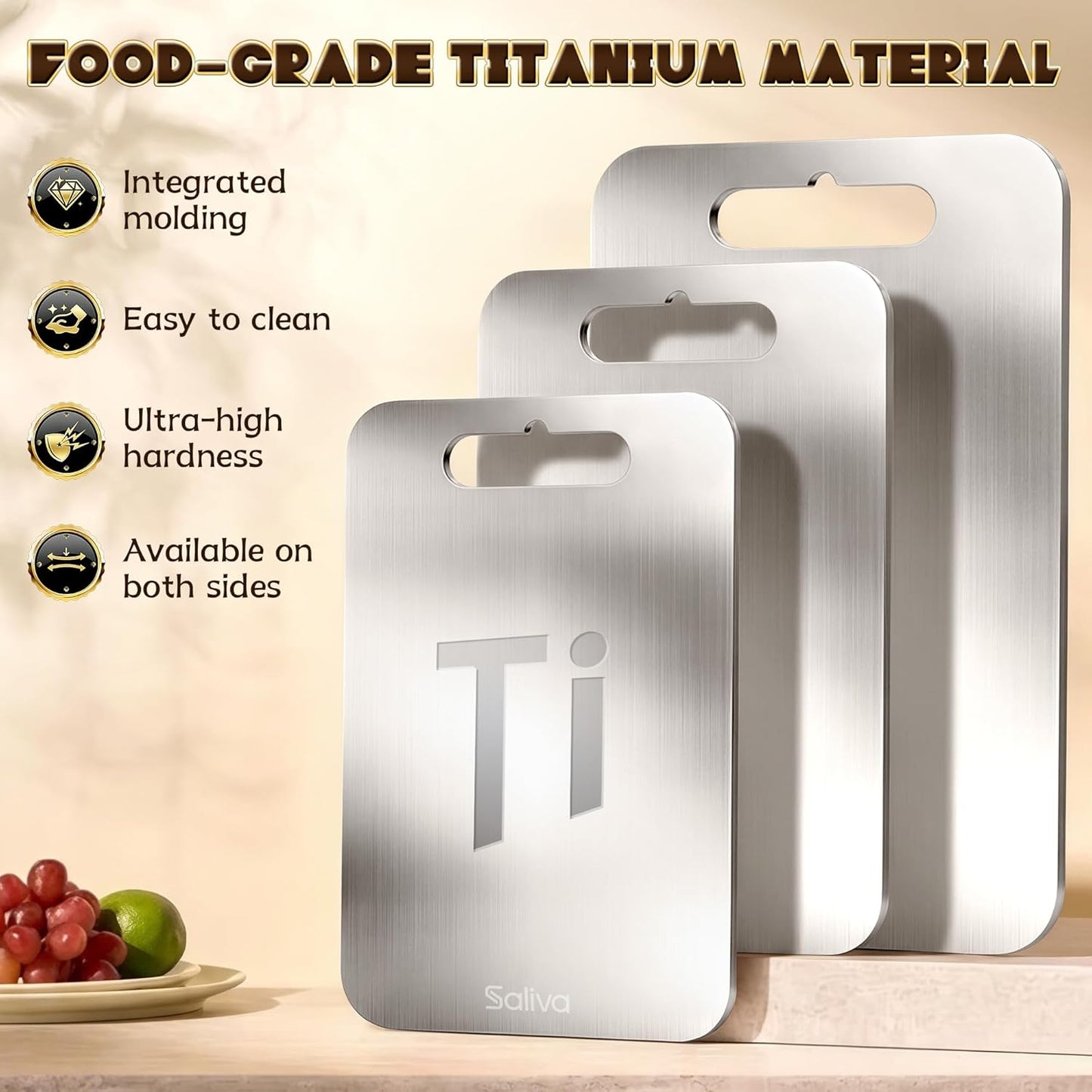 3pcs Titanium Cutting Boards for Kitchen, 2026 New Titanium Cutting Board Set of 3, Double Sided Non Toxic Chopping Boards, Hygiene, Dishwasher Safe, Easy To Clean, for Meat, Fruit, Vegetables(S+M+L)