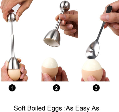Egg Cracker Topper Cutter for Soft Hard Boiled Eggs Separator Holder Set