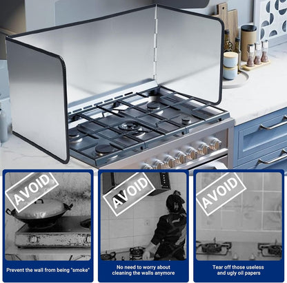3 Sided Splatter Guard,Foldable Stainless Steel Oil Splatter Screens for Frying,Oil Splash Insulation Board,Nonstick Oil Splatter Guard Stove Heat Insulation Board for Cooking