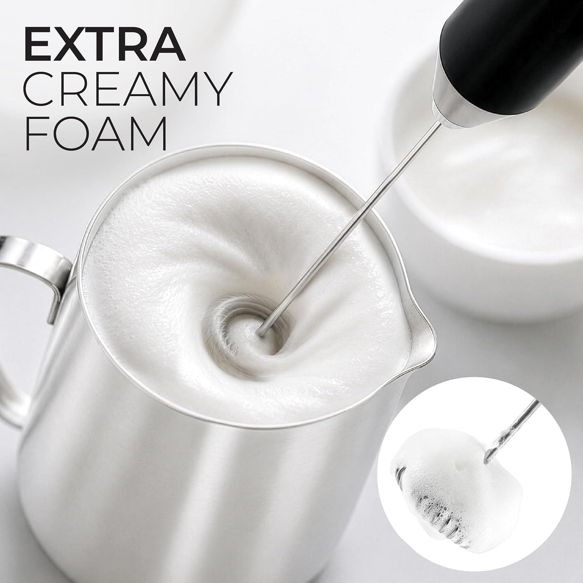 Zulay Kitchen Rechargeable Milk Frother Handheld - Frother Wand, Drink Mixer, Electric Whisk Frother, for Cappuccinos, Matcha & Protein Powder - Dynamic 3 Whisk, 3 Speed 500mAh Black - Colors B