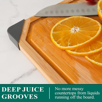 Bamboo Cutting Board, Empune 20" Wood Cutting Boards for Kitchen with Non-slip Rubber Feet Wooden Chopping Board for Meat and Vegetables, XXL
